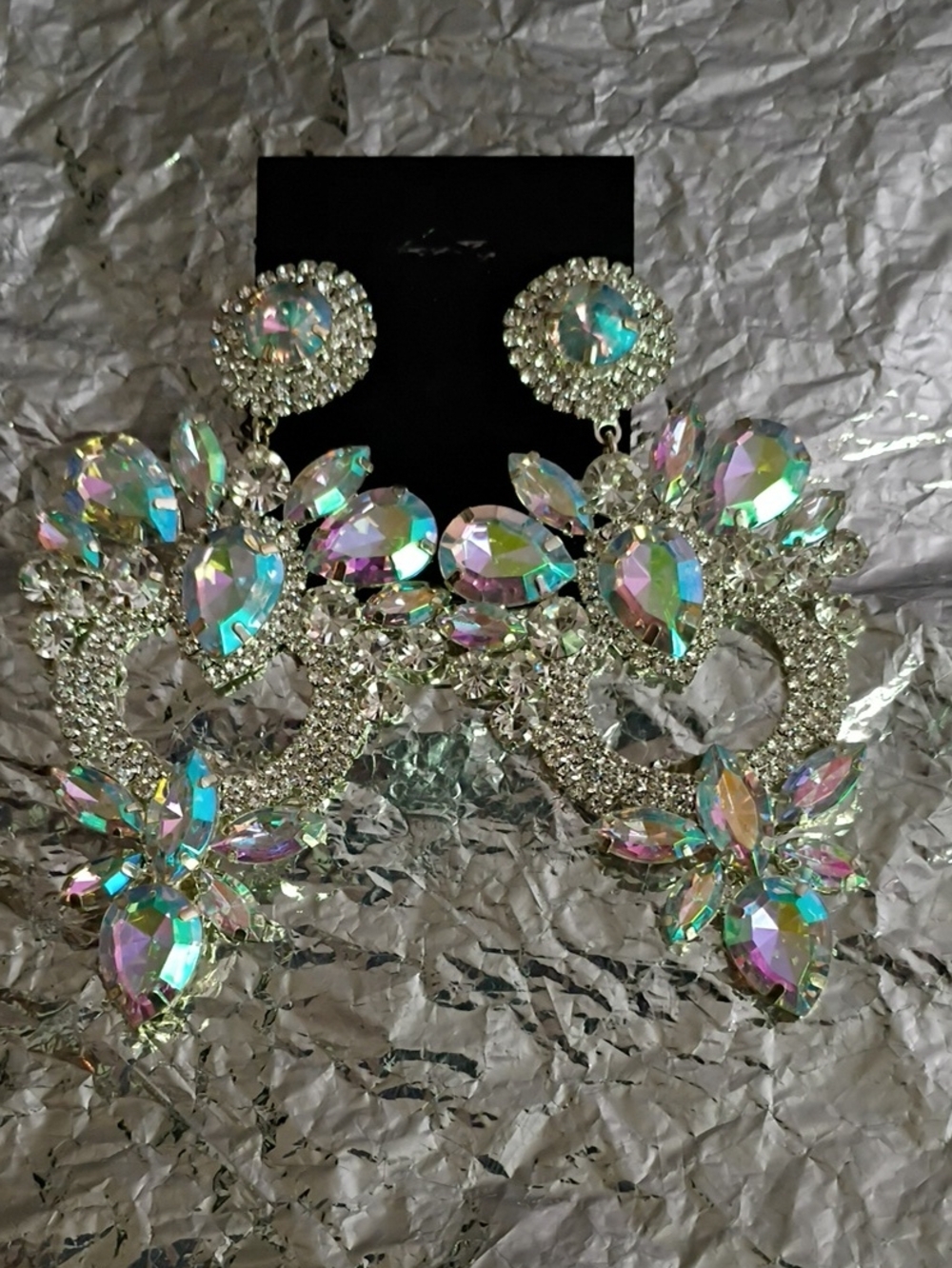 Aurora Crystal Statement Earrings - Iridescent